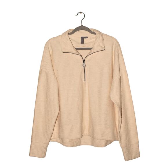 SWEATY BETTY $170 Rest‎ Up Half Zip Pullover Textured Cream Size 12 - Picture 1 of 4